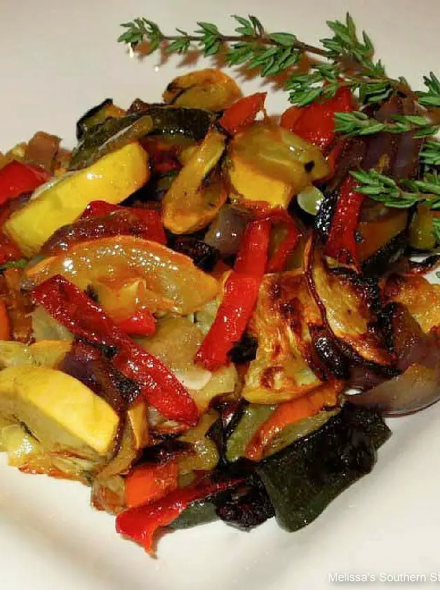 Roasted Summer Squash with Sweet Peppers and Onion