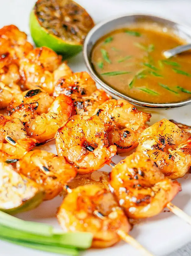 Asian Marinated Grilled Shrimp Skewers