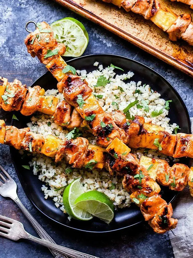 Sweet and Spicy Grilled Chicken and Pineapple Skewers