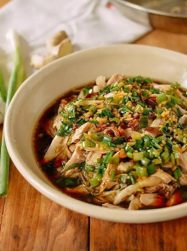 Poached Chicken with Scallion Ginger Sauce