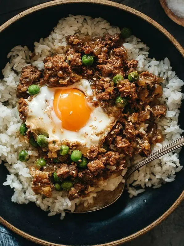 Cantonese Ground Beef Rice and Eggs