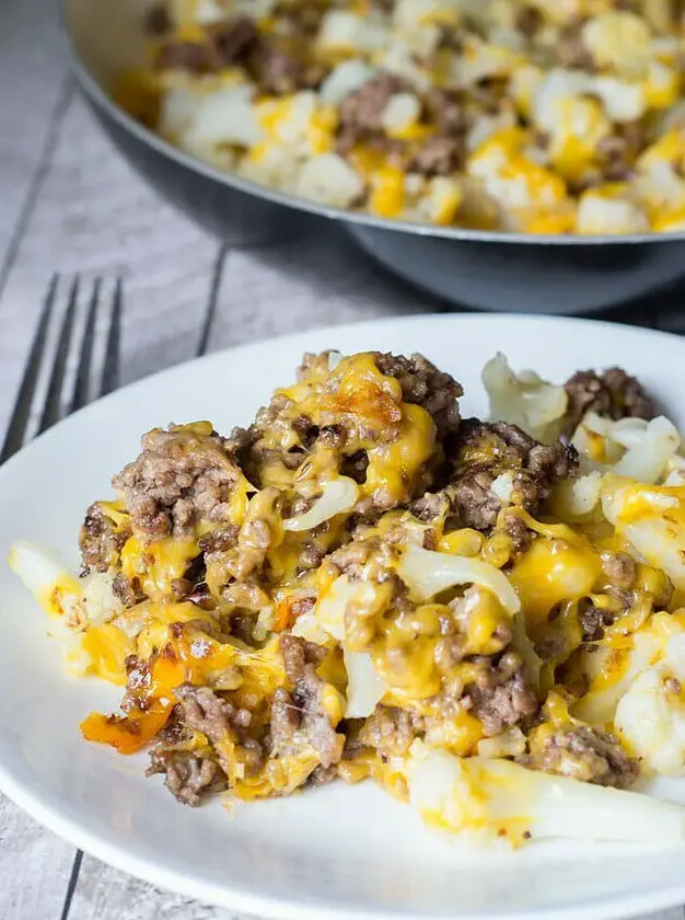 Cauliflower and Ground Beef Hash