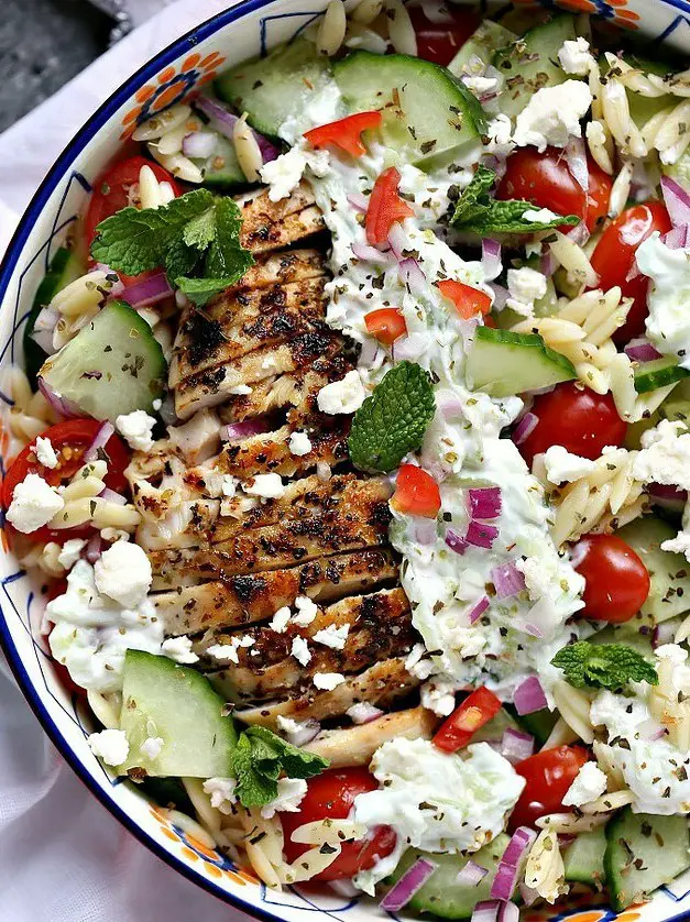 Greek Chicken Orzo Power Bowls