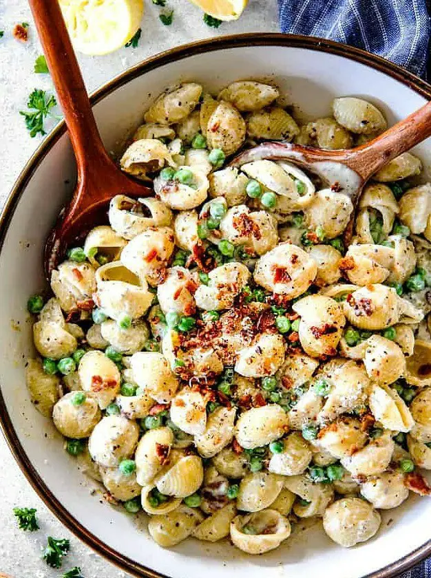 Bacon Pea Creamy Pasta Salad