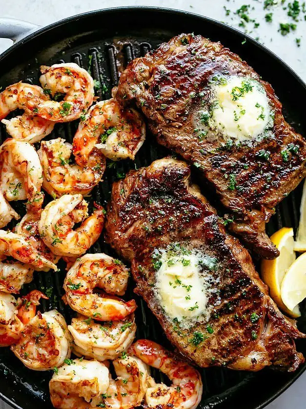 Garlic Butter Grilled Steak & Shrimp