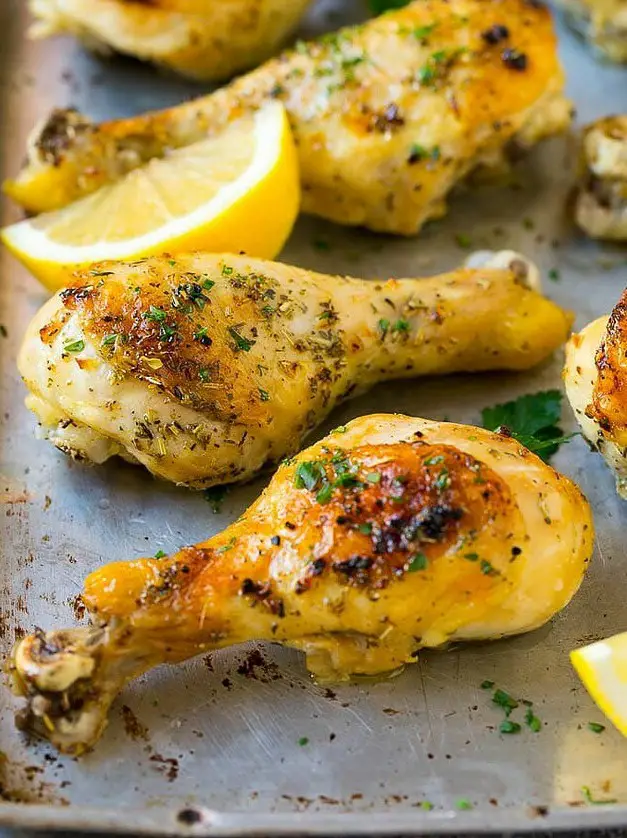 Baked Chicken Drumsticks with Garlic and Herbs