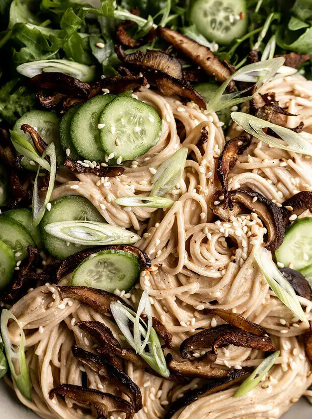 Chilled Soba Noodle Salad with Crispy Shiitake Mushrooms