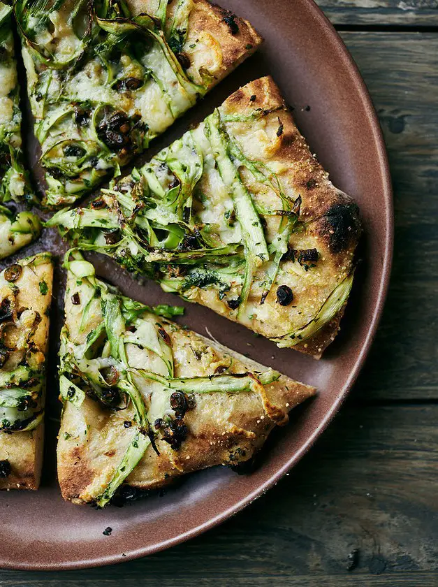 Crispy Scallion Asparagus Pizza