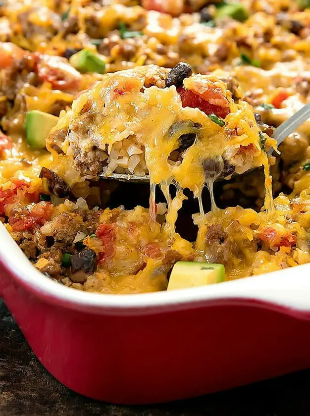 Taco Cauliflower Rice Casserole