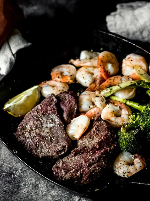 Smoked Elk Steak & Shrimp