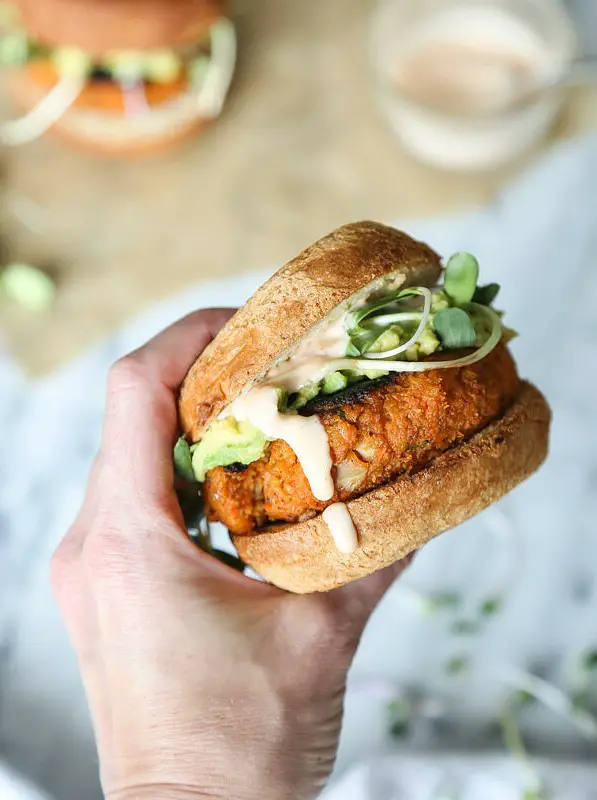 Cauliflower Sweet Potato Burgers