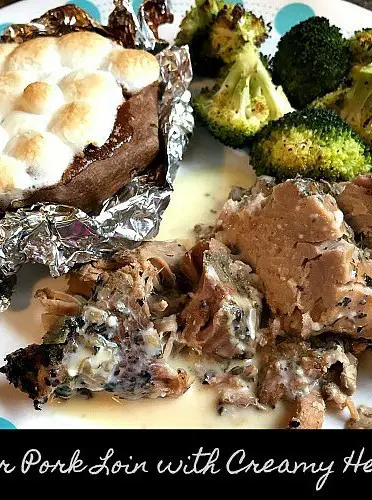 Slow Cooker Pork Loin with Creamy Herb Sauce