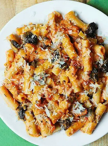 Penne Pasta in Creamy Vodka Tomato Sauce with Mushrooms