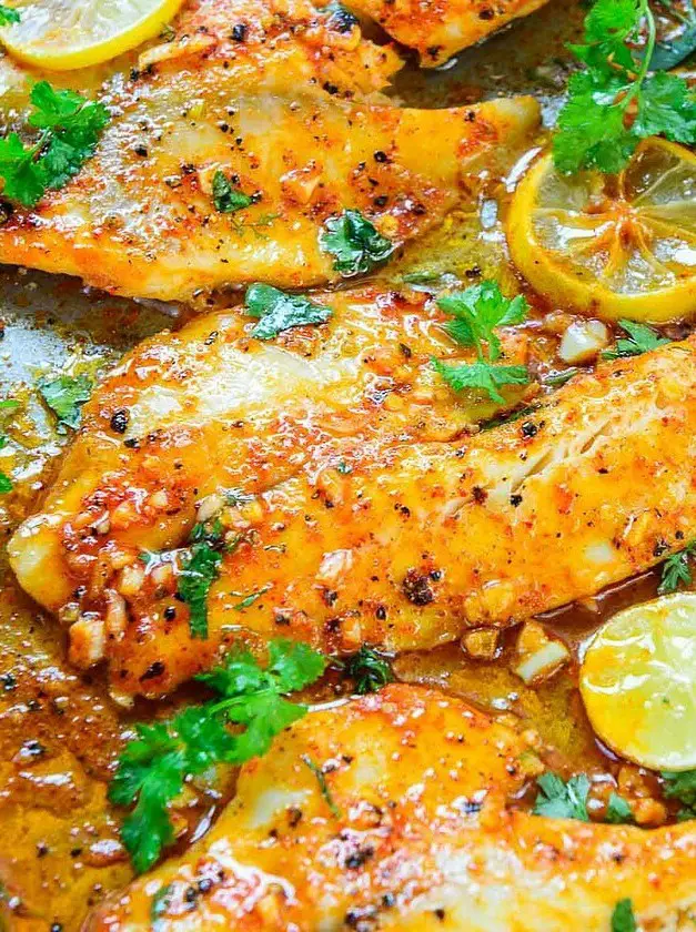 Spicy Lemon Garlic Baked Tilapia