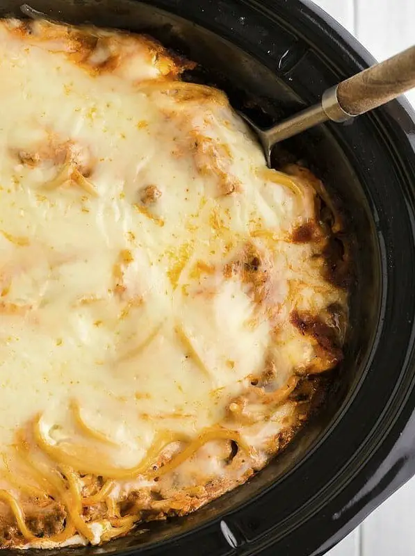 Slow Cooker Baked Spaghetti