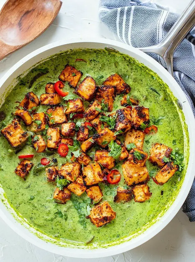 Chipotle Tofu in Creamy Poblano Sauce