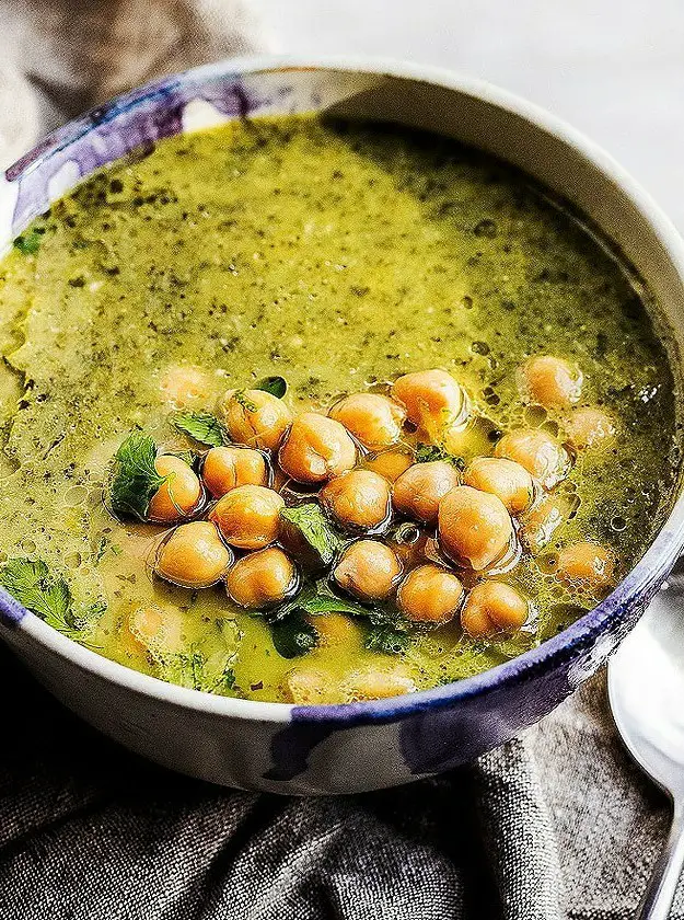 Kale Soup with Lime-Cilantro Chickpeas