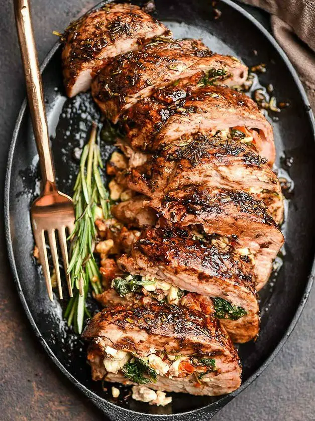 Mediterranean Stuffed Pork Tenderloin