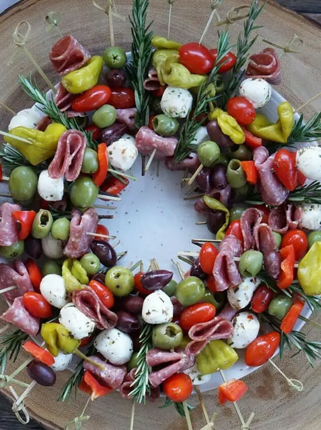 Festive Holiday Antipasto Wreath