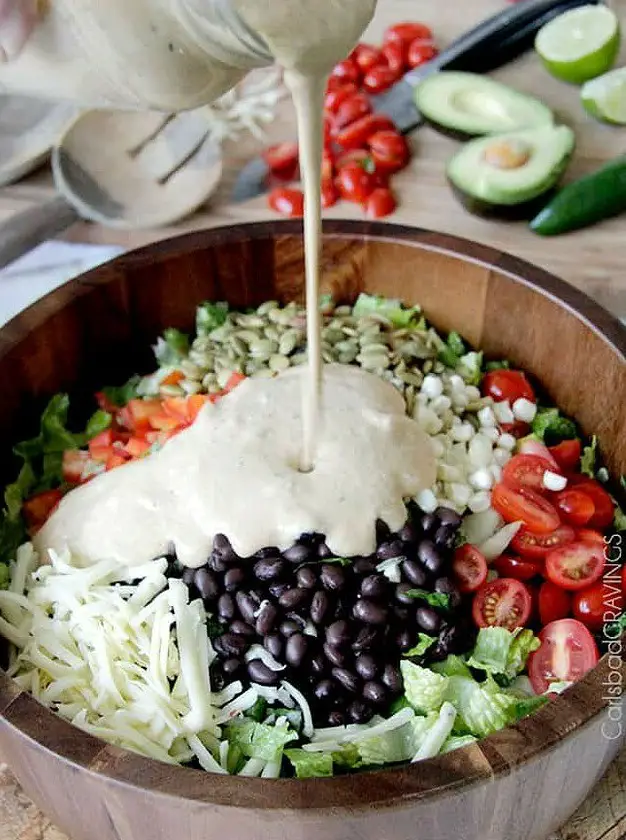 Southwest Salad with Creamy Avocado Salsa Dressing