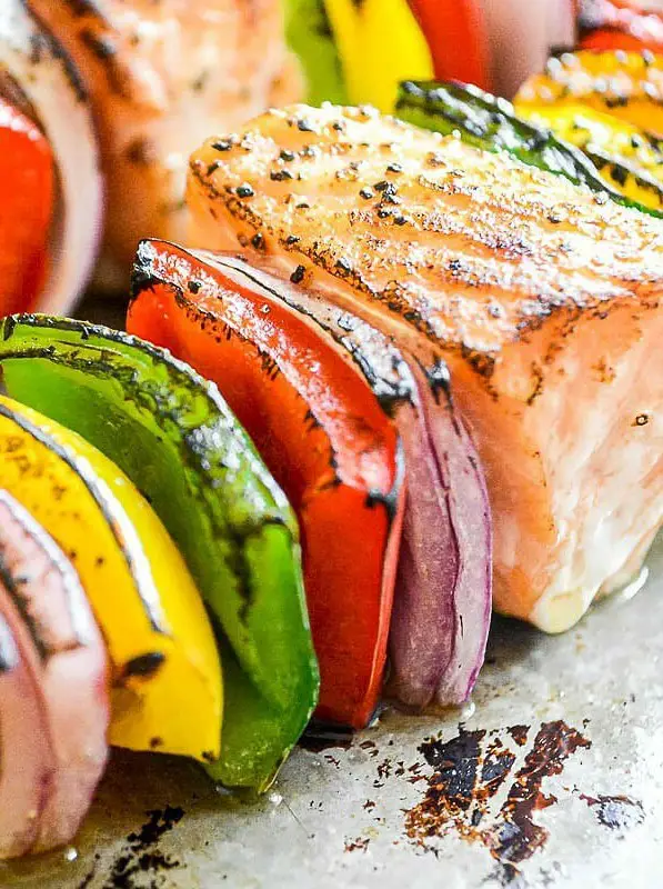 Rainbow Salmon Skewers