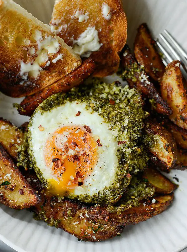 Pesto Fried Eggs