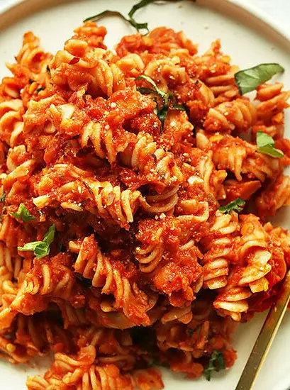 Spicy Red Pasta with Lentils