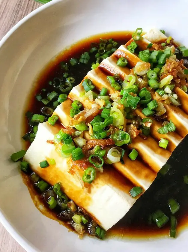 Steamed Tofu with Ginger-Soy Sauce