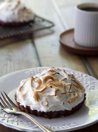 Brownie Cake with Irish Whiskey Meringue