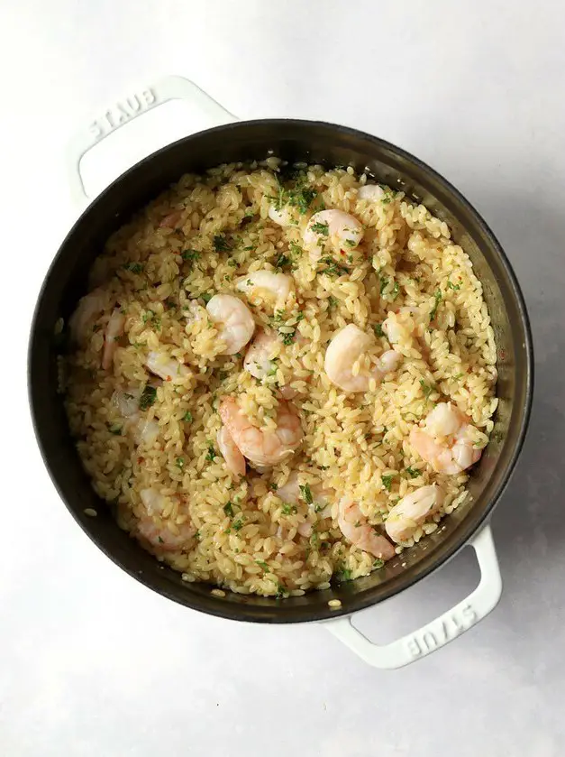 One Pot Lemon Butter Shrimp Orzo