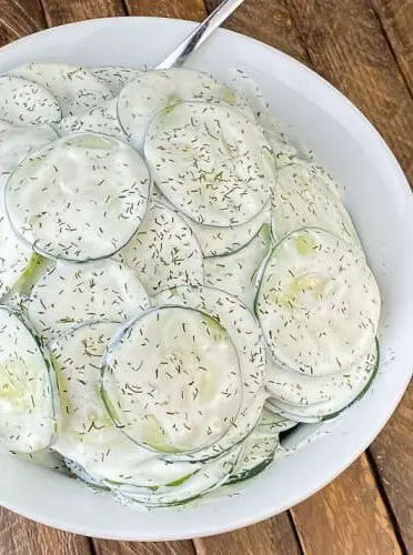 Cucumber Salad with Mayo and Sour Cream