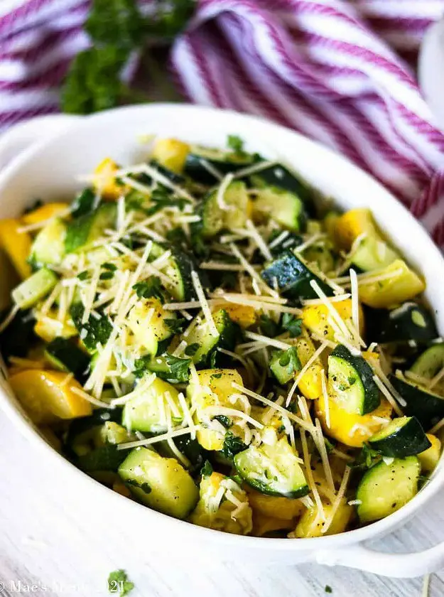 Sautéed Zucchini and Yellow Squash with Herbed Parmesan