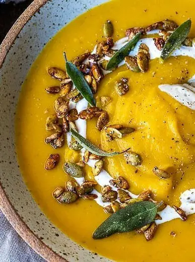 Roasted Butternut Squash Soup with Apple and Sage