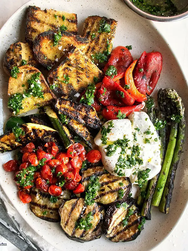 Grilled Vegetables with Chimichurri & Burrata