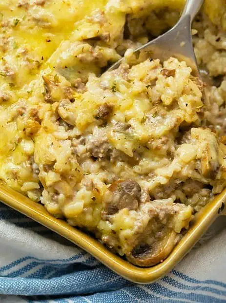 Cheesy Ground Beef and Rice Casserole