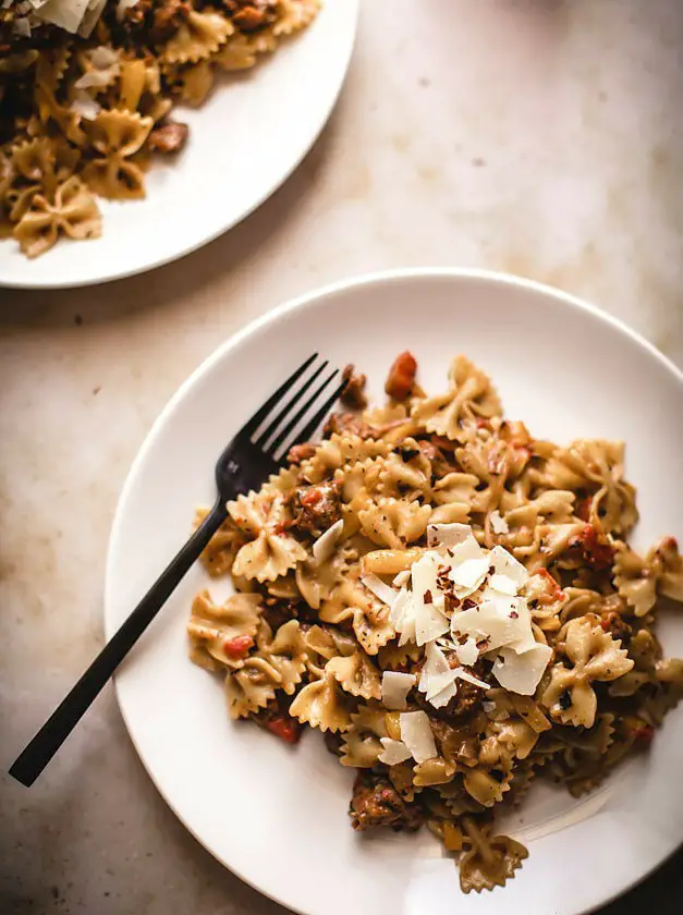 One Pan Spicy Sausage Farfalle