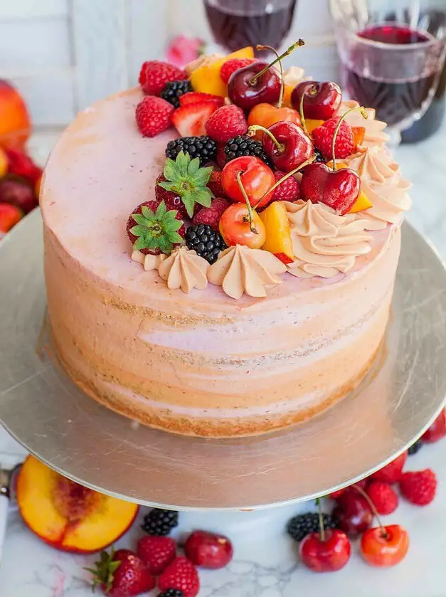 Summer Fruit Sangria Cake