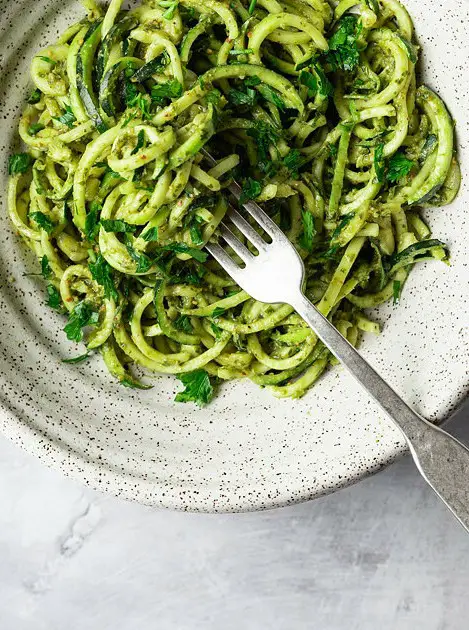 Zucchini Noodles with Walnut-Parsley Pesto