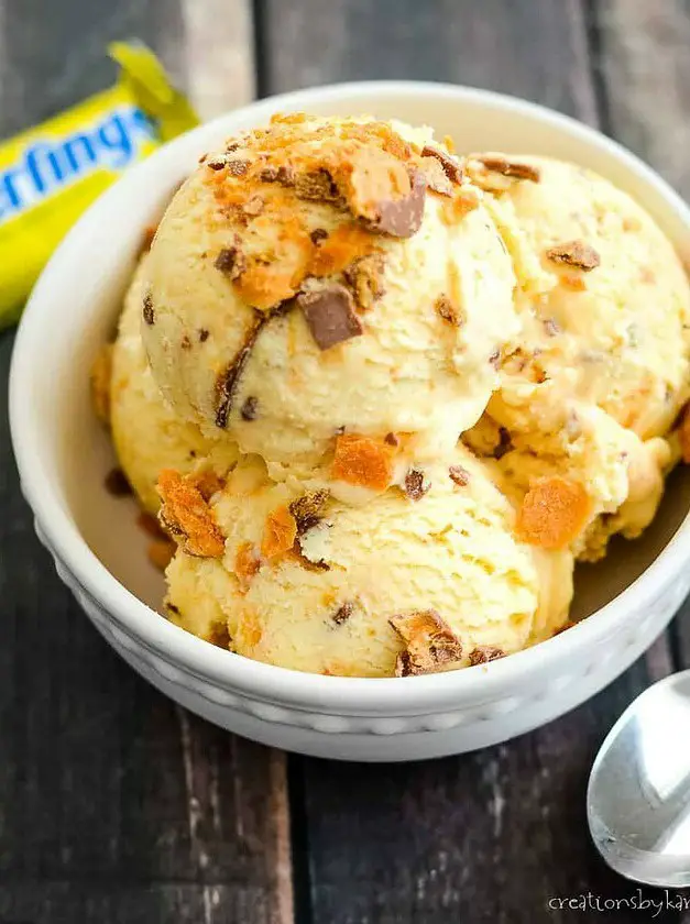 Homemade Butterfinger Ice Cream