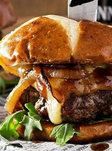 Whiskey Glazed Blue Cheese Burgers