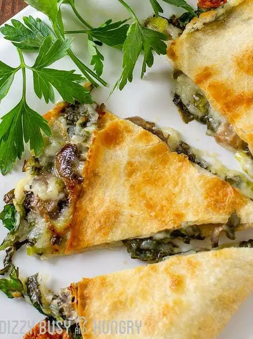 Baked Spinach Mushroom Quesadillas