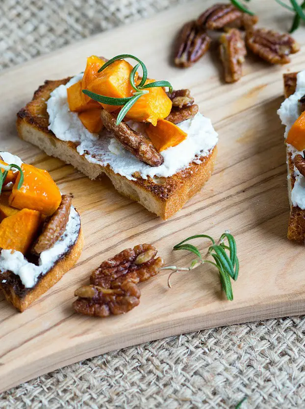 Sweet Potato and Candied Pecans Bruschetta