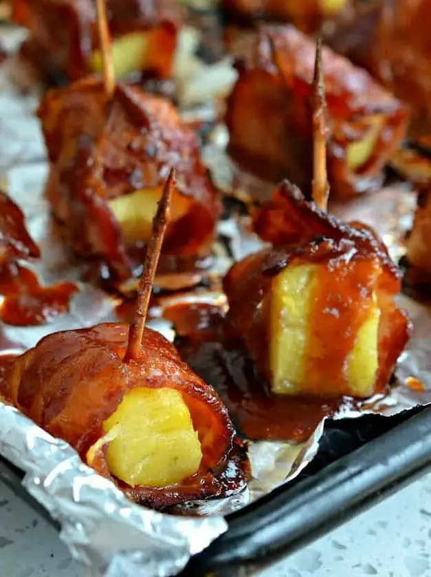 Bacon Wrapped Pineapple Bites