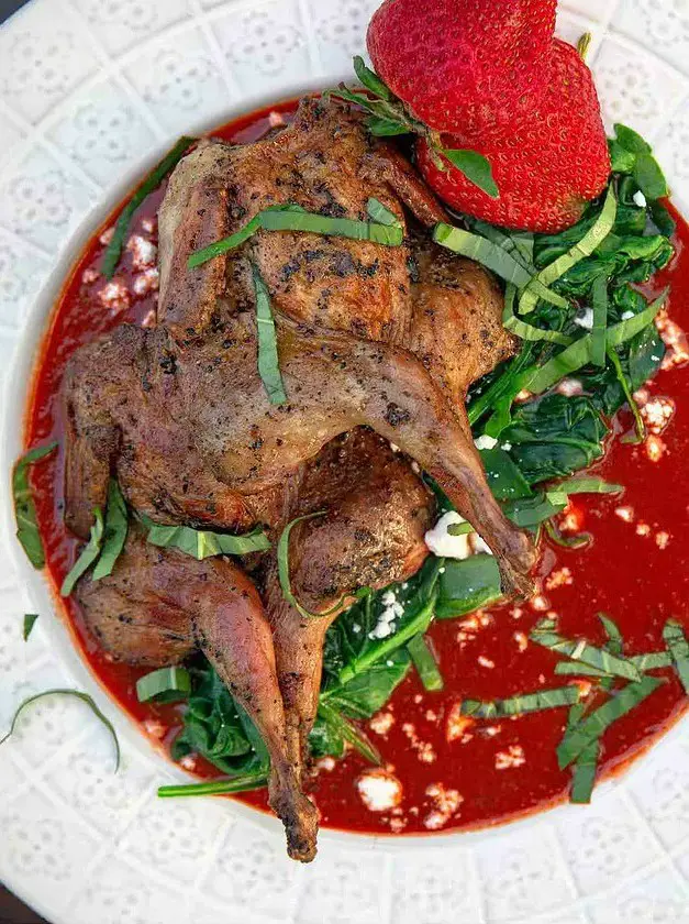 Grilled Quail with Chipotle Strawberry Sauce