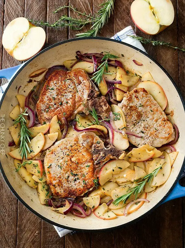 One Pan Pork Chops with Apples and Onions