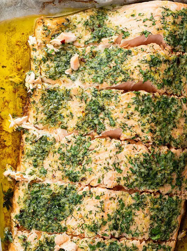 Garlic Herb Butter Baked Salmon