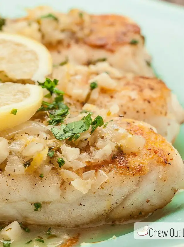 White Fish with Garlic Butter Sauce