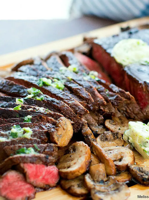 Teriyaki London Broil with Garlic Herb Butter