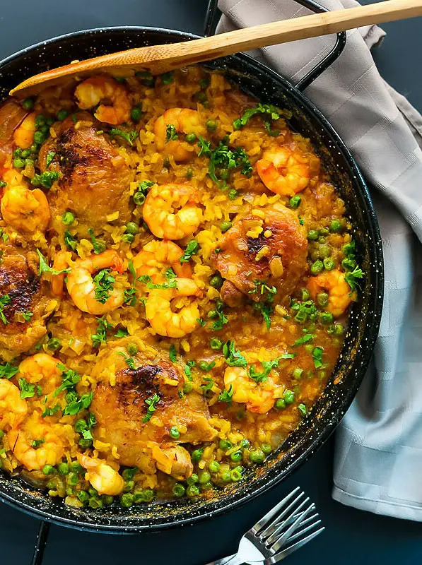 Chicken Thighs and Shrimp Paella