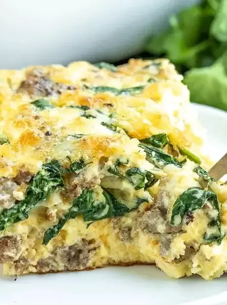 Sausage and Spinach Crustless Quiche